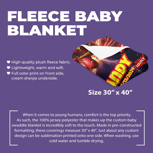 Personalized Baby Superhero Blanket – The Flash Style with Custom Name & Birthday